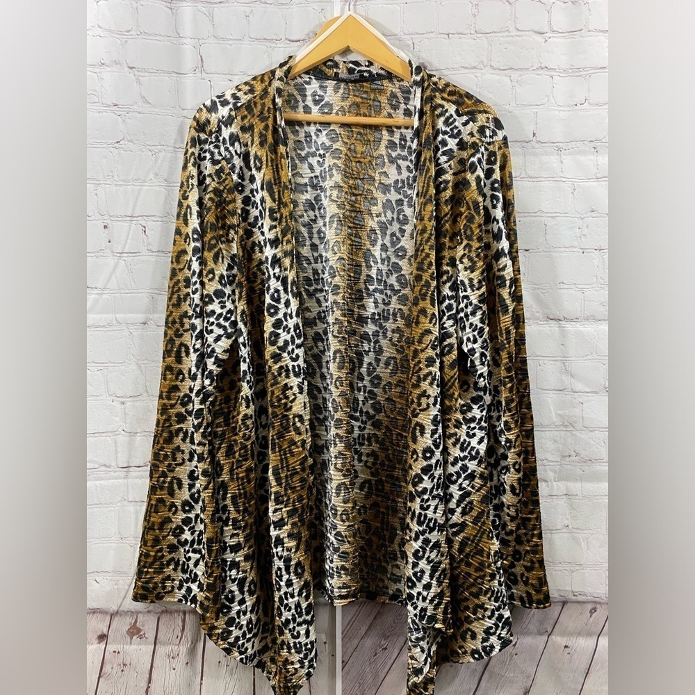 Jazz USA Womens Extended Plus Size 5X Thin Shiny Leopard Light Weight Jacket